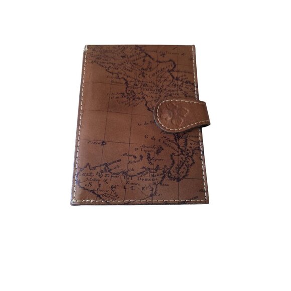 Patricia Nash Italian Leather Passport Case Holder Cover Wallet Signature Map - Picture 1 of 8